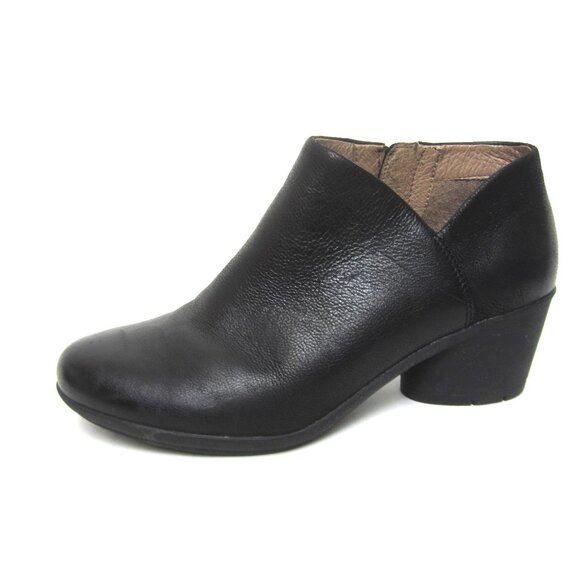 Dansko Raina Size 37 6.5 7 Heeled Bootie Side Zip Black Leather - Picture 1 of 15